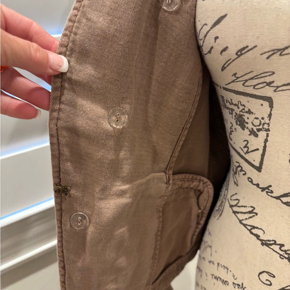 Free People Washed Rose Brown Double-Breasted Military Jacket - Picture 5 of 6
